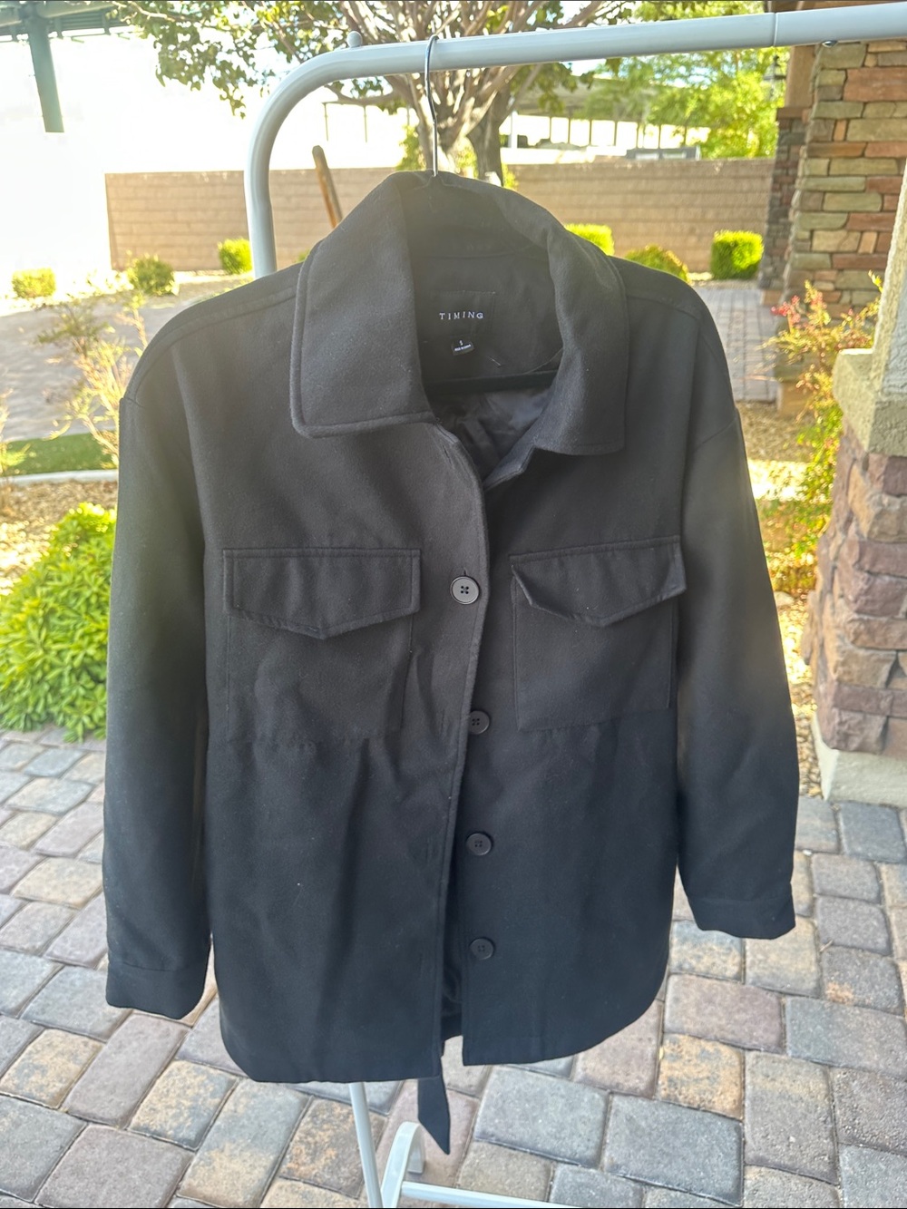 Tahari Black Button-Front Pea Coat
